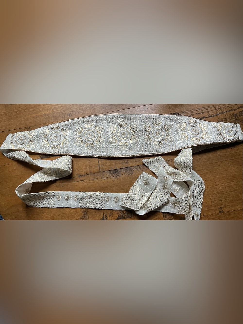 LOLITA JACA St Barth Beaded Sequin & Embroidered Sash Wrap Belt